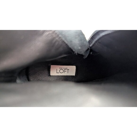 ANN TAYLOR Brazil sz. 8 M Black Suede Leather Zip Ankle Boots Bootie Square Toe - Picture 9 of 9